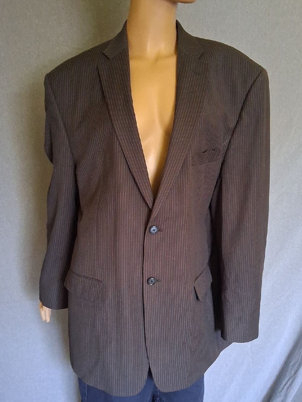 Men's Brown Pinstripe Sport Coat - Classic Two-Button Blazer